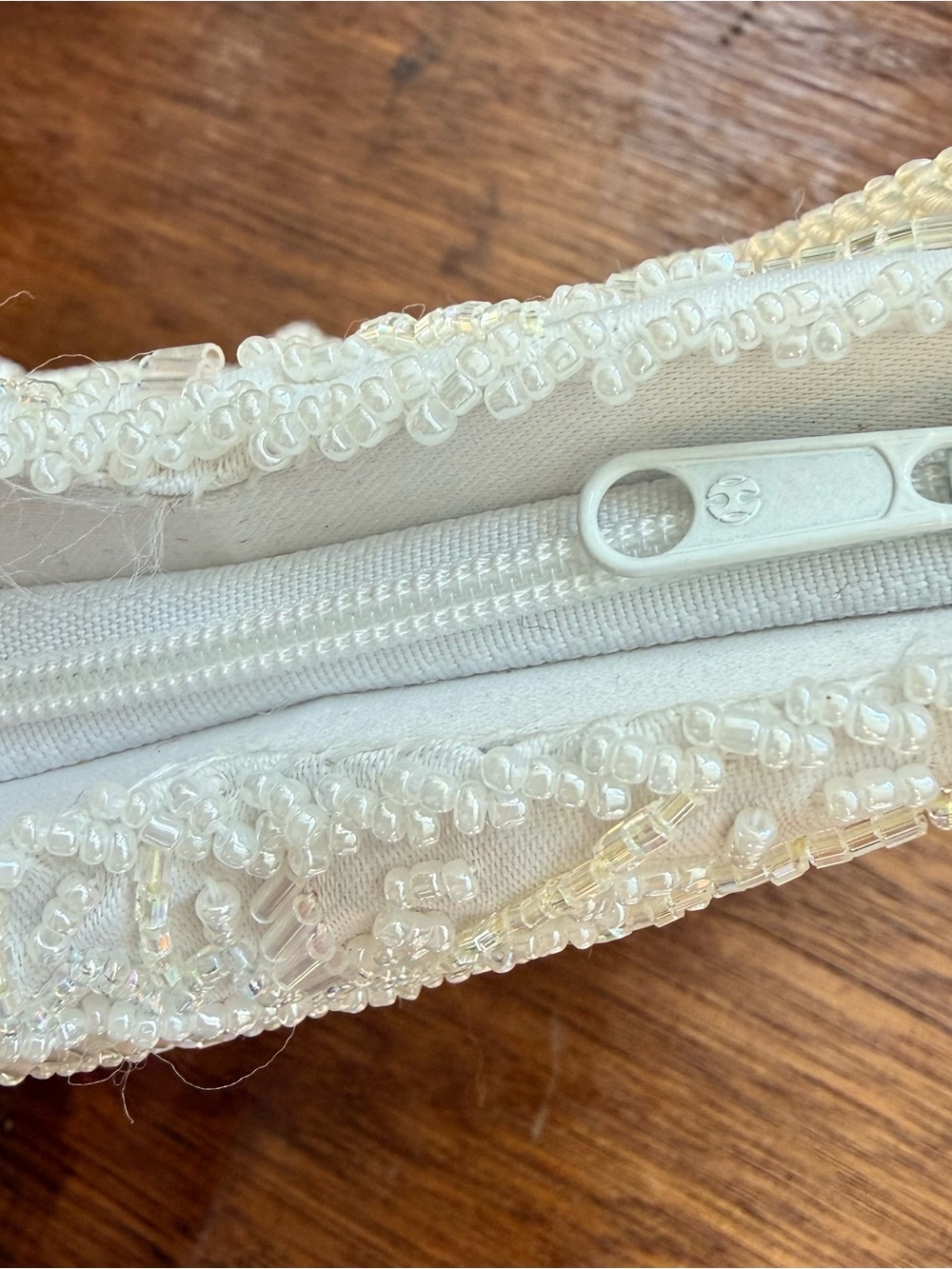 Vintage Ivory Beaded Evening Clutch with Rope Strap - Picture 4 of 4